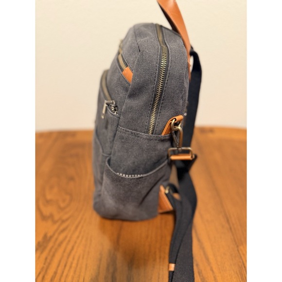 Antik Kraft Willa Canvas Backpack Purse Blue Gray Zippered Pockets Travel - Picture 3 of 9